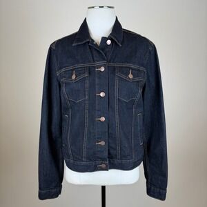 Gap 1969 Dark Wash Denim Jean Jacket Trucker Blue Womens Size Medium Button Up